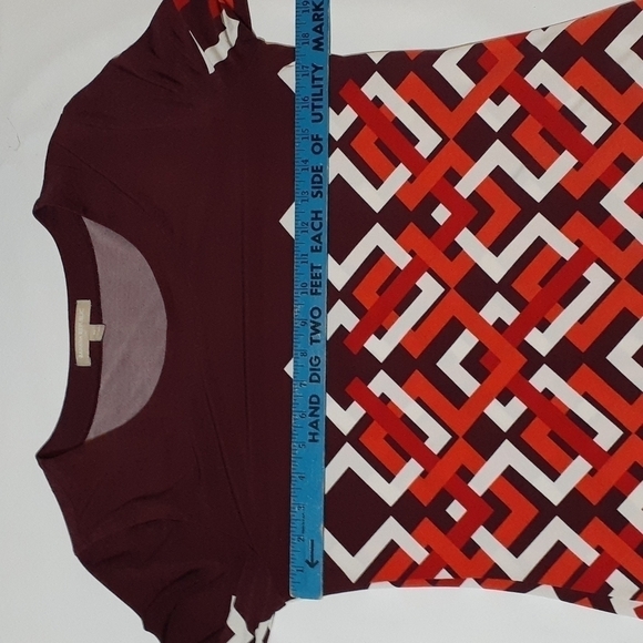 BANANA Republic Womens Dress Shift Red Maroon Geometric Dopamine Stretchy Medium - Picture 12 of 15